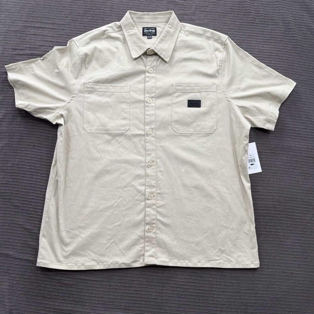 Dogg Supply By Snoop Dogg Woven Work Wear Shirt Men‎ 3XL Cement Cotton Spandex.
